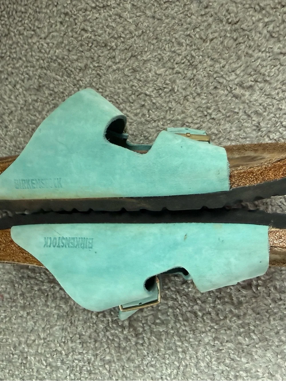 Birkenstock Arizona Womens Turquoise Suede Soft Footbed Women Size 40/9 Us Regul